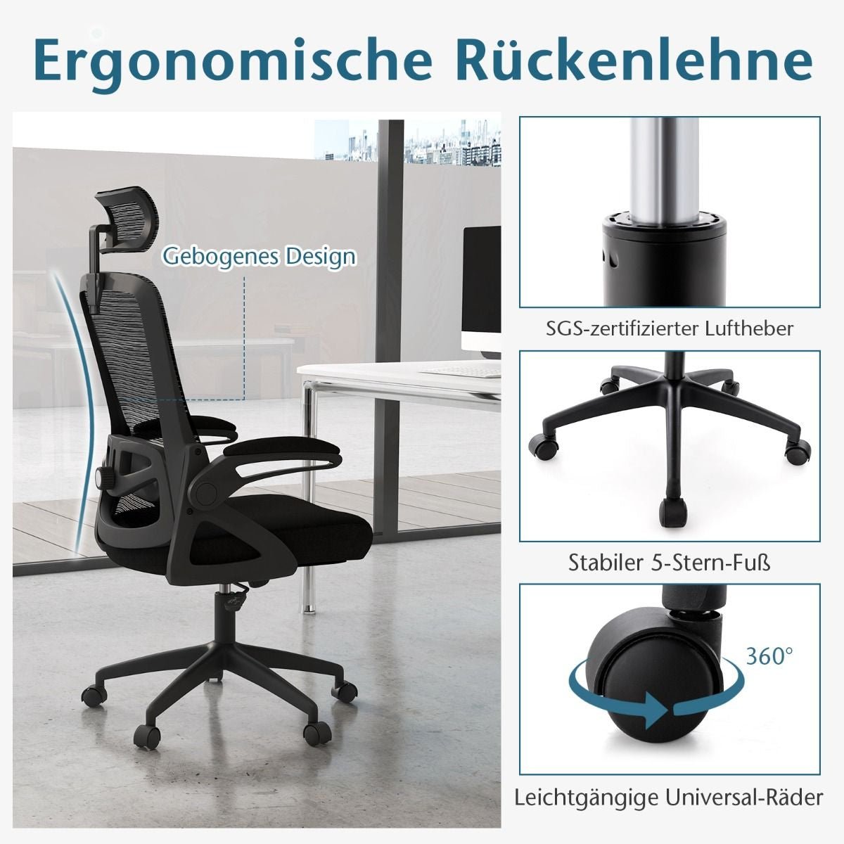 ComfortPro - Ergonomischer Bürostuhl Mit Verstellbarer Lendenstütze & Kopfstütze Computerstuhl | bei Athletic Horizon | Bürostühle | Homeoffice & Arbeitsplatz