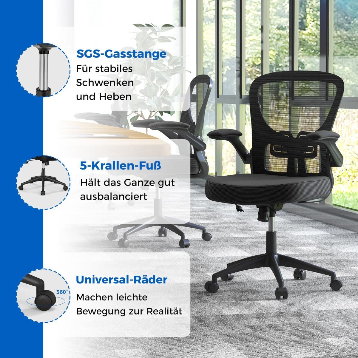 ErgoChair - Ergonomischer Bürostuhl mit Hochklappbaren Armlehnen & Verstellbarer Lendenstütze | bei Athletic Horizon | Bürostühle | Homeoffice & Arbeitsplatz