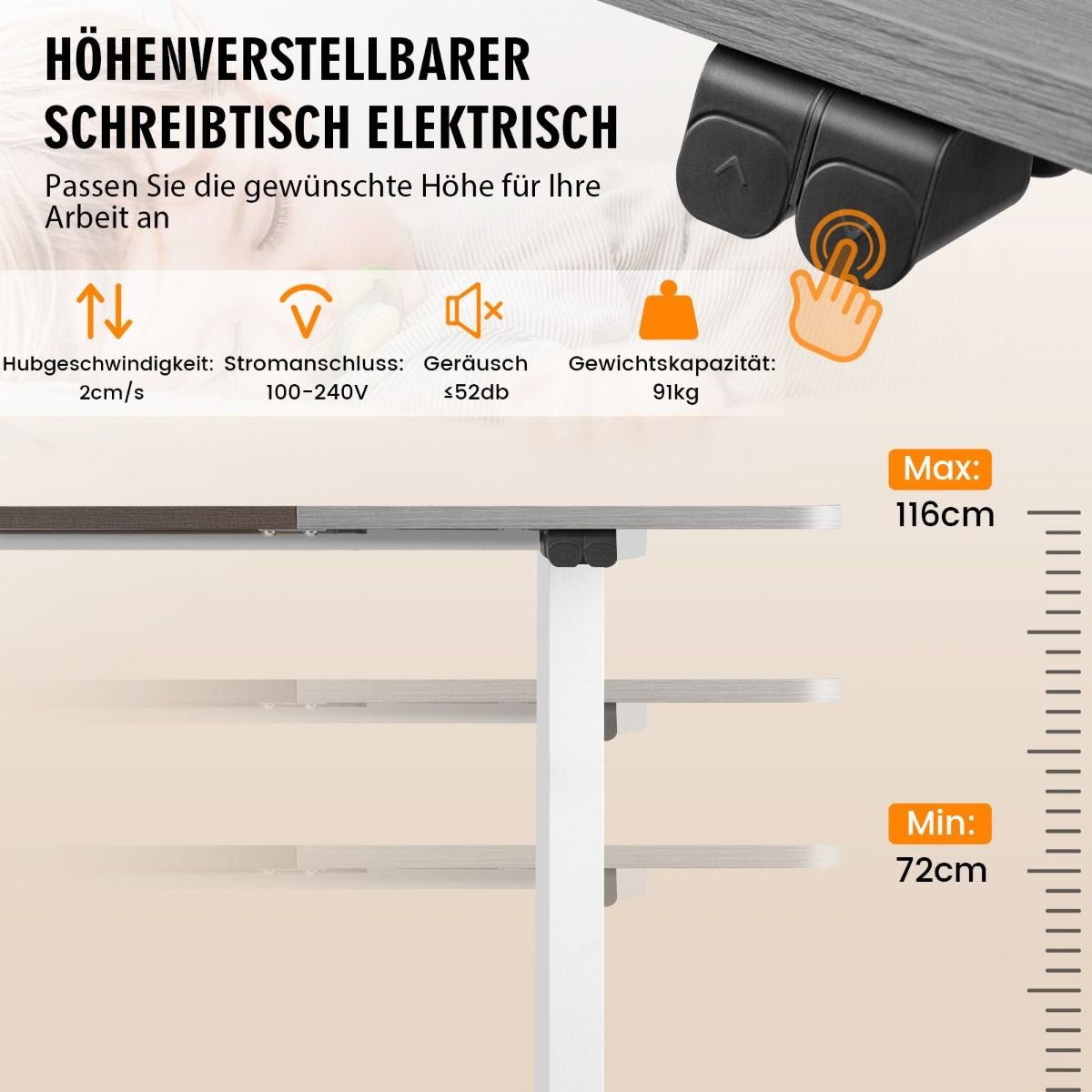 ErgoLift - Elektrischer Stehschreibtisch 140 X 70 Cm mit Stopp - Mechanismus | Elektrischer Stehschreibtisch bei Athletic Horizon | Homeoffice & Arbeitsplatz | Möbel