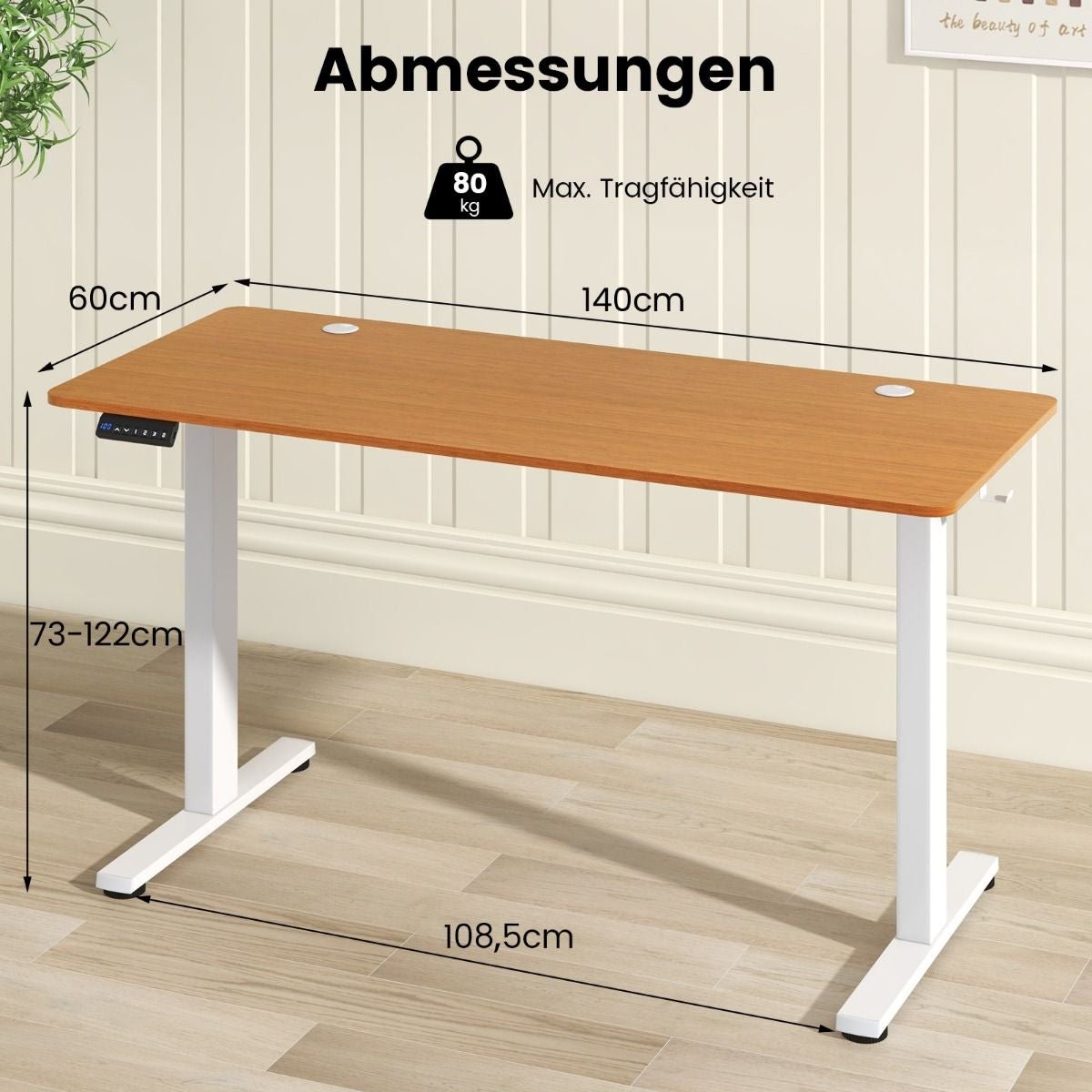 ErgoLift - Höhenverstellbarer Schreibtisch 140 X 60 Cm Elektrischer Stehschreibtisch Natur | Höhenverstellbarer Schreibtisch bei Athletic Horizon | Homeoffice & Arbeitsplatz | Möbel